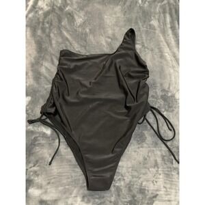 Boohoo Swimsuit Womens 18 Plus Size Ruched Asymmetric‎ One Shoulder Bathing Suit